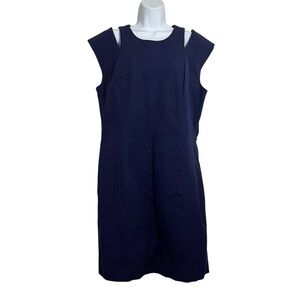 Banana Republic Navy Blue Plus Size 16 Sheath Dress Cutouts Business Formal